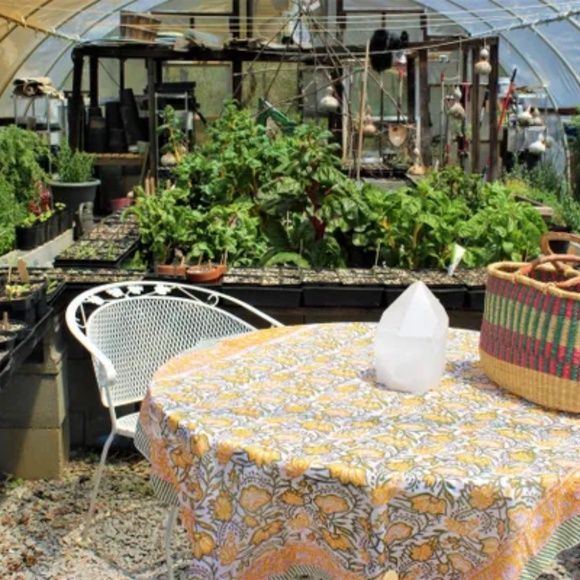 Versatile Floral India Print Cotton Fabric, 45.5 x 75 inches, White, Aqua, Red - Picture 4 of 5